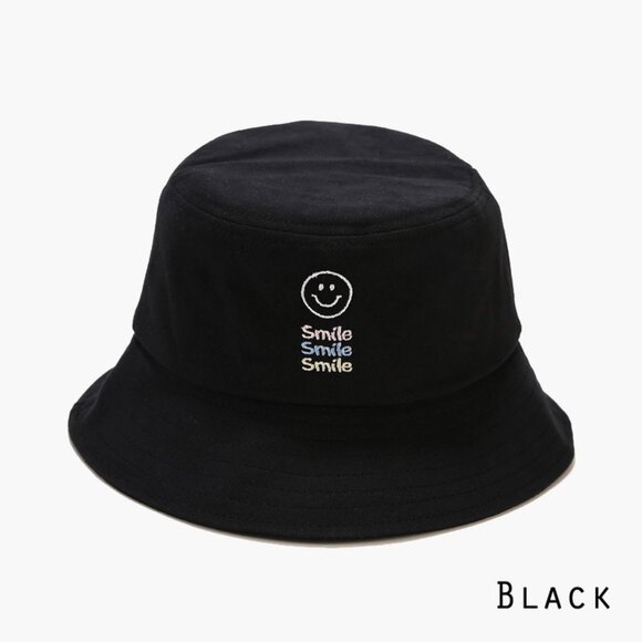 NEW Smiley Face Smile Embroidered 100% Cotton Fisherman Sun Beach Y2K Bucket Hat - Picture 3 of 13
